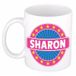 Bellatio Decorations - Sharon voornaam - koffiemok - beker - wit/roze - 300 ml
