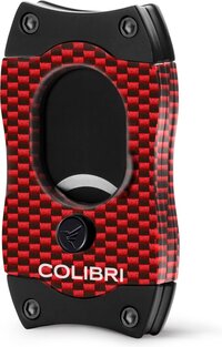 Colibri S-Cut Sigarenknipper - Rood - Koolstofvezel Patroon - Tot 66 Ringmaat - Geschenkdoos