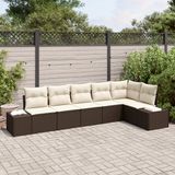 vidaXL Tuinbank Set 6-zits Bruin en Crème Polywood