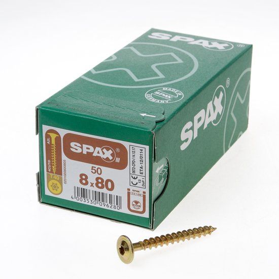 Spax Spaanplaatschroef Tellerkop gebruineerd T40 8 x 80mm