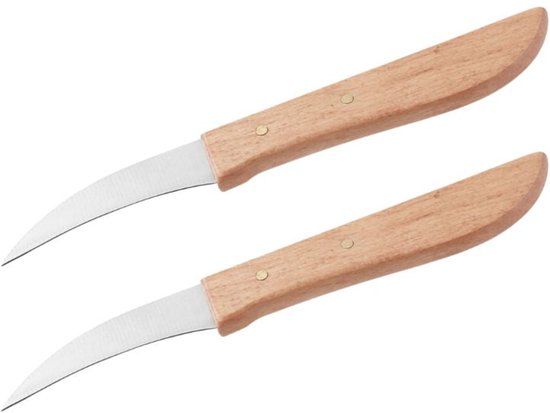 Nirosta Set van 2 schilmessen met houten handvat 16 cm