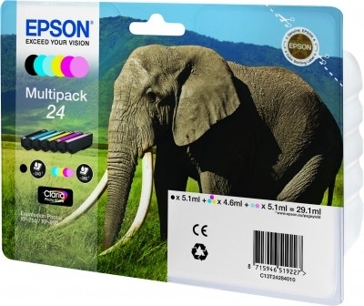 Epson Elephant Multipack 6-colours 24 Claria Photo HD Ink single pack / cyaan, geel, magenta, zwart, Lichtmagenta, Lichtyaan