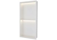Luca Sanitair Inbouwnis Luca Sanitair Nissen 2-Vaks 30x60x6,5cm Met LED Verlichting 3000K RVS Mat Wit