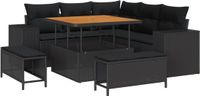 vidaXL Tuinbank - Set - 8 - st - Zwart - poly - rattan
