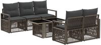 vidaXL Tuinbank Set 6-delig Grijs/Donkergrijs Polyrattan