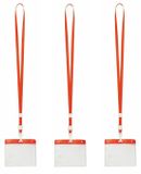 Merkloos Badgehouders/naamkaarthouders - 50x - met rood keycord/lanyard - Polyester - Rood