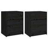 VidaXL Nachtkastjes 2 stuks 40x31x50 cm massief grenenhout zwart