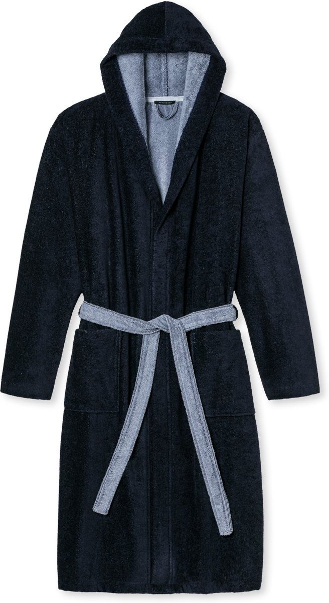 Schiesser Heren Badmantel - Donker blauw - Maat M