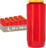 Kristen Kaars 7 Dagen Rood – 20 Stuks – Herdenkingslicht – Grafkaars – 168 Uur Brandduur – Binnen en Buiten