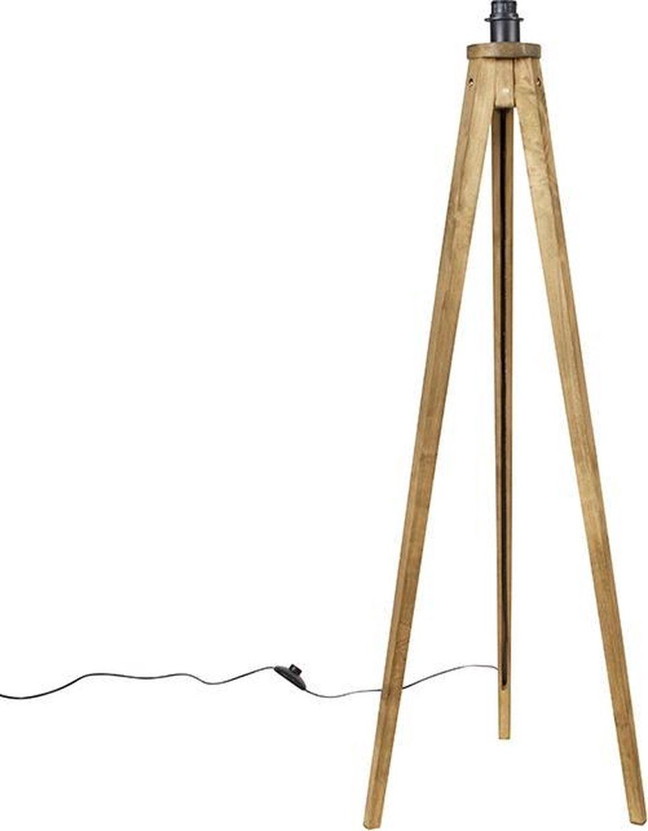 QAZQA Tripod Classic - Landelijke Vloerlamp - Bruin - Hout - E27