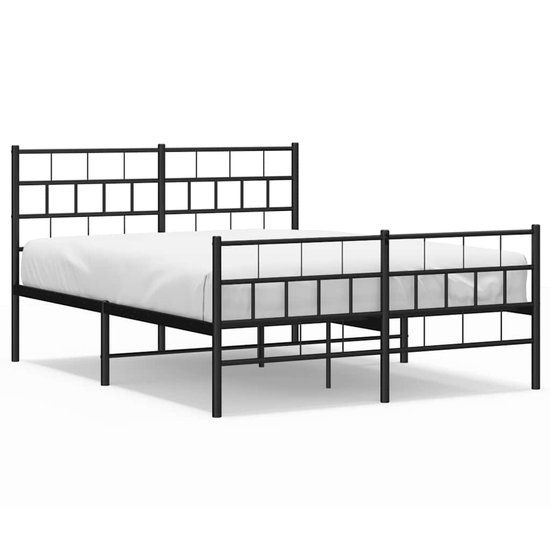 vidaXL Bedframe met hoofd- en voeteneinde Metaal Zwart 150x200 cm