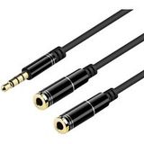 Phonillico® Audiosplitterkabel met dubbele jack, compatibel voor smartphone, iPhone, computer, hoofdtelefoon