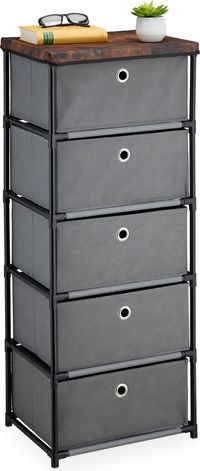 Merkloos Relaxdays Ladekast - 5 Lades - 105x43x33 cm - Industrieel - Woonkamer - Slaapkamer - Grijs-Bruin