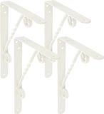 AMIG Plankdrager/steun/beugel Decoratief - 4x - metaal - wit - H200 x B150 mm - Tot 110 kg