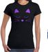 Bellatio Decorations Cadeau T-shirt dames - zwart - glitter paars - kat / poes liefhebber - themafeest S