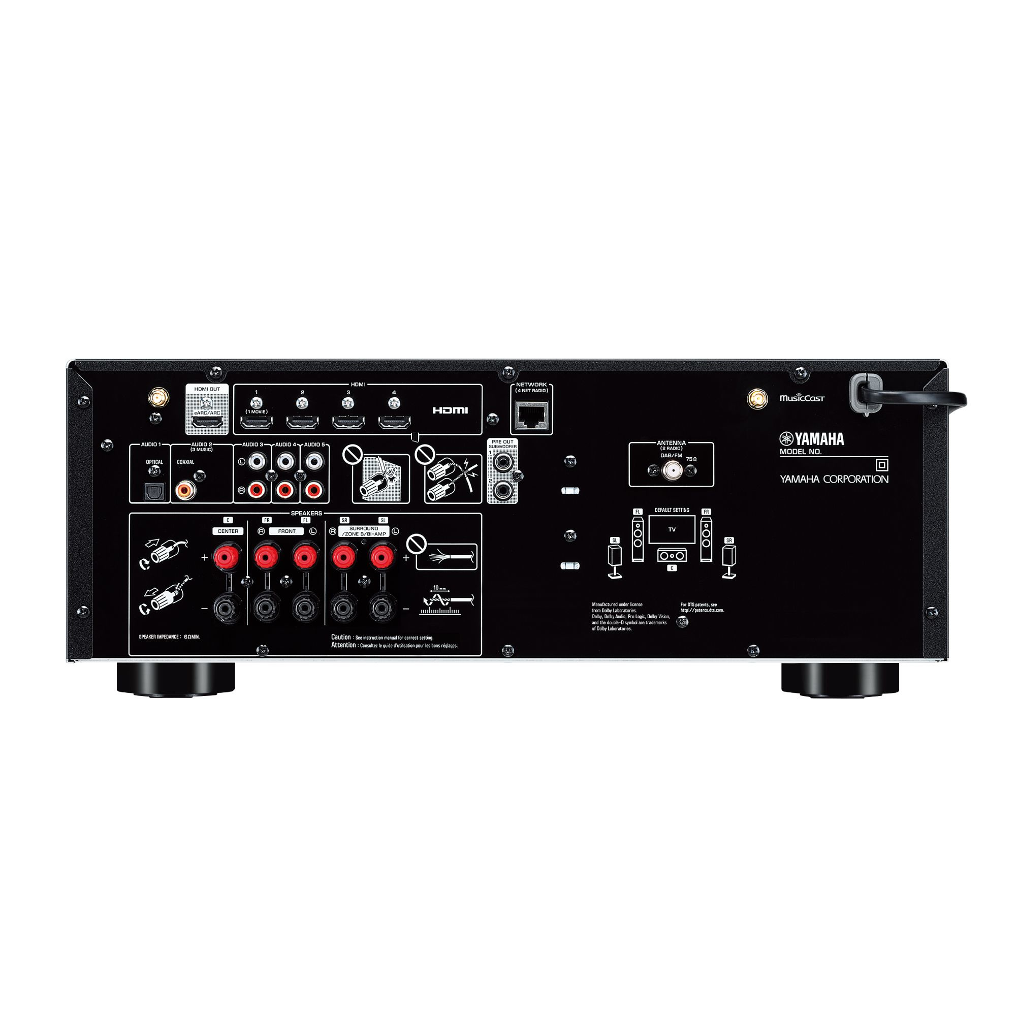 Yamaha RX-V4A 5.2 Channel 3D Surround Sound Receiver - Black