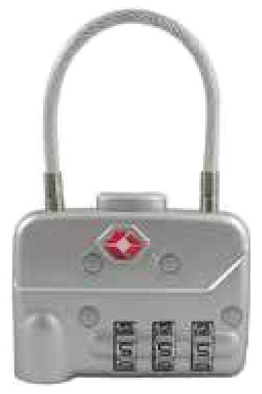 Pavo TSA Cable Padlock - Combination Lock - Silver
