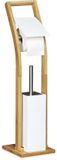 Merkloos Relaxdays toiletrolhouder bamboe - borstelhouder met wc-borstel - 75 x 19 x 19 cm