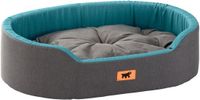 Ferplast Dandy Hondenbed, Afneembaar, Wasbaar Kussen, Katoenen Hoes met Zachte Vulling, Ideaal als Kattenhuis, 45 x 35 x H 13 cm, Blauwgroen