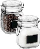 Bormioli Rocco 2x Poten met krijtplaatje en beugelsluiting 750 ml