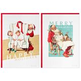 Hallmark Norman Rockwell Kerstkaarten in doos (40 kaarten en 40 enveloppen) Snoozing Santa, Sleepy Kids