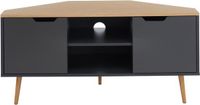 LYNA Support TV d'angle - Design industriel - décor chêne et gris anthracite - L 115 x P 55 x H 53,5cm