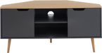 LYNA Support TV d'angle - Design industriel - décor chêne et gris anthracite - L 115 x P 55 x H 53,5cm