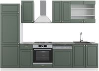 Vicco Fame-Line Complete keukeneenheid – 300 cm, WB Antraciet Groen-Goud Landhuis/Wit