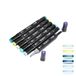 Homéa Alcohol Markers, Set of 6, Double Tip (Fine + Broad Chisel), Cool Tones