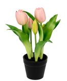 Flair Flower Kunsttulpen in Pot Real-Touch Bloemen Lentedecoratie Paasdecoratie Tulp Tulpenboeket Latex Kunsttulp Enkele Bloemen Kunstbloemen Bloemen Tafeldecoratie Decoratie Stambloem Zijden Bloem, roze
