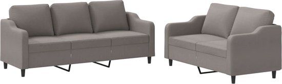 vidaXL 2-delige Loungeset met kussens stof taupe