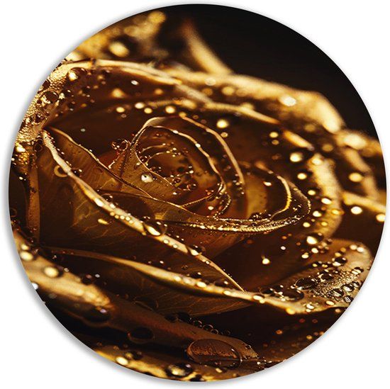 Merkloos / Sans marque Roos Wandschaal - Bloem Schilderij Rond - 60x60cm Forex - Modern