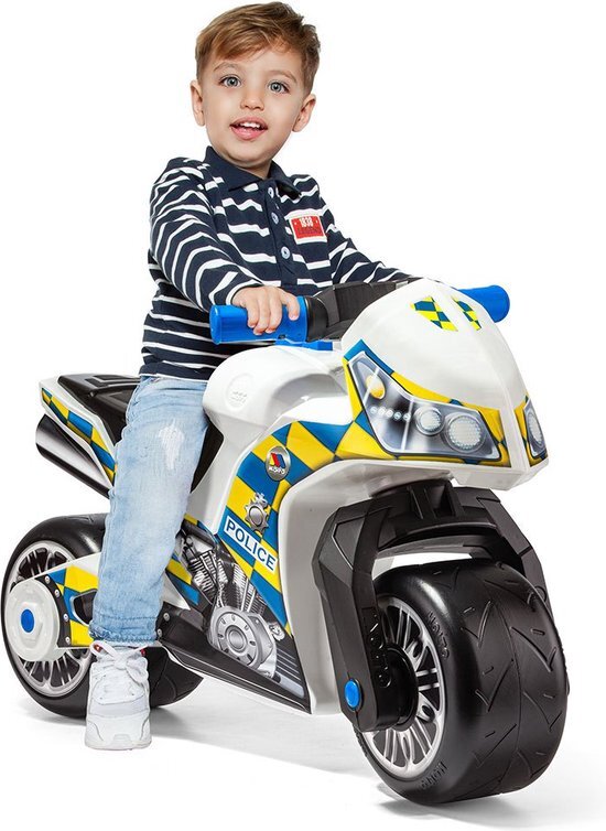 M MOLTO Molto motor cross ride-on bike, from 18 months onwards, off-road, high-tech toy decoration and desigfn, does not come off the ground. Sporty and unique design (Meerkleurig - Police White)