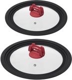 5five 2x Universele glazen pannendeksels met siliconen rand - pannen van 16/18/20 cm en 22/24/26 cm