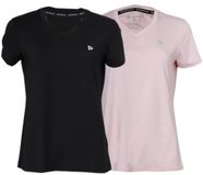 Donnay 2-Pack Vera V-neck Sportshirt for Women - Black/Pink - Size 3XL