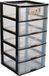 Hega Hogar Ladeblokje/bureau organizer 5x lade - zwart/transparant - L38 x B38 x H72 cm - kunststof