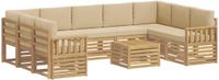vidaXL - Bank loungeset - 9 zitplekken - Polyester - Wit en Beige