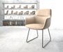 DELIFE Fauteuil Pejo-Flex piètement luge microvelours beige ressorts ensachés vintage
