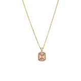 Lucardi - Dames Stalen goldplated ketting vintage vierkant roze