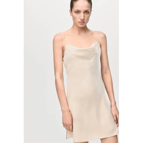 Mango Satijnen Cocktailjurk Ecru