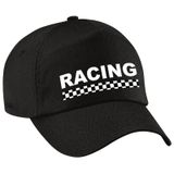 Bellatio Decorations Racing / finish vlag verkleed pet zwart voor dames en heren - Racing team baseball cap - carnaval / kostuum