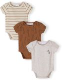 Minoti Rompertje 3-pack Baby Unisex - Giraffe Print Beige