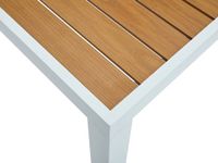 Vente-unique Vierkante tuineettafel van aluminium L140 cm - Licht naturel en wit - MACILA