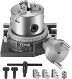 VEVOR Freesmachine-Draaitafel 4''/100 mm Horizontaal Verticaal Model Precisiefrees-Draaitafel met 3,1''/80 mm 3-Klauwplaat M10 T-Boutmoeren voor Freestechnologie Indexeringsgereedschappen