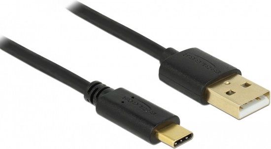 Delock USB-C naar USB-A snellaadkabel - 4 meter - Zwart