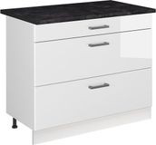 Vicco Keukenonderkast R-Line, Wit Hoogglans/Wit, 100 cm antraciet werkblad
