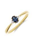 Lucardi Dames 14 karaat geelgouden ring met saffier en diamant 0,024ct