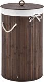 Juskys Bamboe Wasmand Curly - 55 Liter - Bruin - Incl. Waszak & Deksel