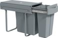 Bac de rangement pour meuble bas - Système de tri des déchets extractible - 2 bacs amovibles - 20 litres + 10 litres - Rails à glissement doux - Couvercle à motif diamant - Gris