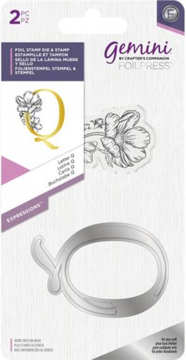 Gemini Metalen folie stempel & Clearstamp - Expressions - Letter Q